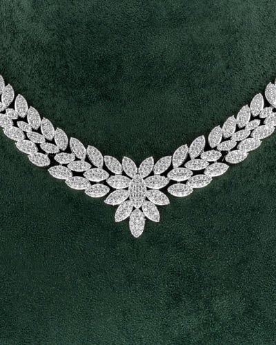 طقم نسائي للمناسبات مرصع بالزركون بلمعة الألماس مك...