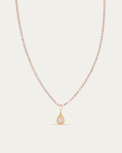 طقم الدمعة الذهبية من سلسال وحلق مرصع بالزركون