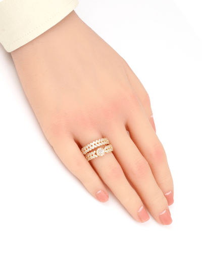 خاتم توينز ذهبي عريض مزين بالزركون