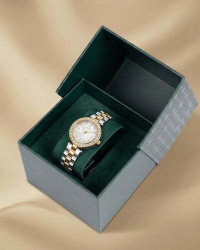 ساعة يد نسائية من خاتون ثنائية اللون