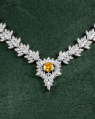 طقم مجوهرات للمناسبات بالزركون الأصفر