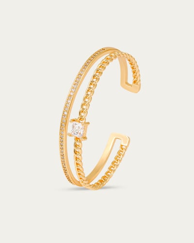 طقم مجوهرات توينز من اسوارة وخاتم ذهبي