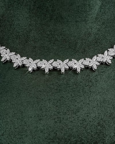 طقم مجوهرات نسائية من الزركون الفضي للخطوبة