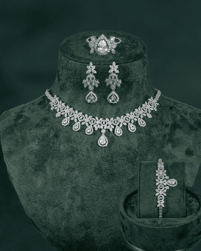 طقم اكسسوار بتصميم حبات المطر المصقولة بلمعة الألم...