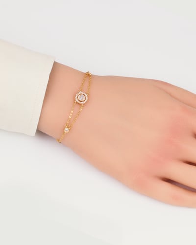 إسوارة الطبقات المزدوجة ببريق الألماس الفاخر لون ذ...