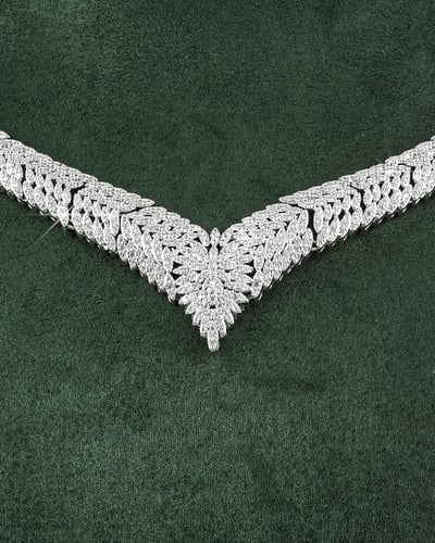 طقم زركون فاخر بتصميم الماس للمناسبات من خاتون®