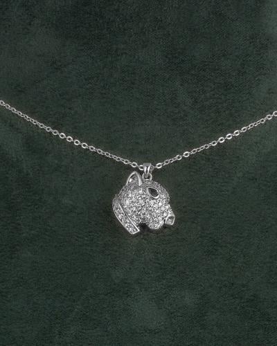 سلسال فضي ناعم مع تعليقة الفهد بلمعة الألماس