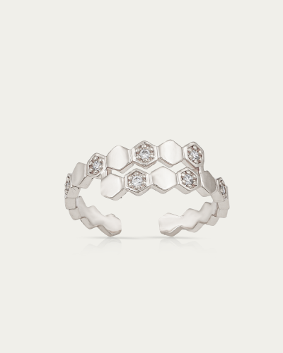 Geometric Silver Ring Statement Design | Everyday Hand Elegance