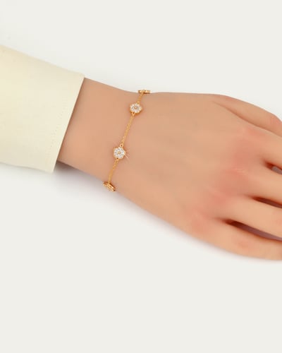 إسوارة ناعمة شكل الورورد الرباعية من الزركون - تصم...