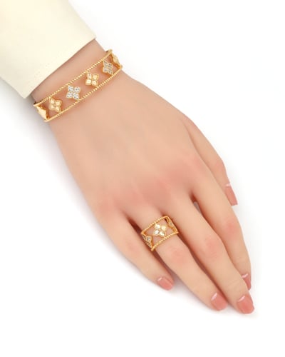 طقم اسوارة وخاتم تصميم عالمي ناعم بلمعة الألماس