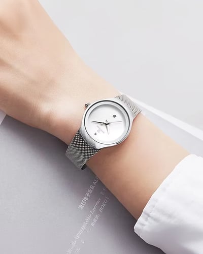 ساعة نسائية رسمية أنالوج لون فضي