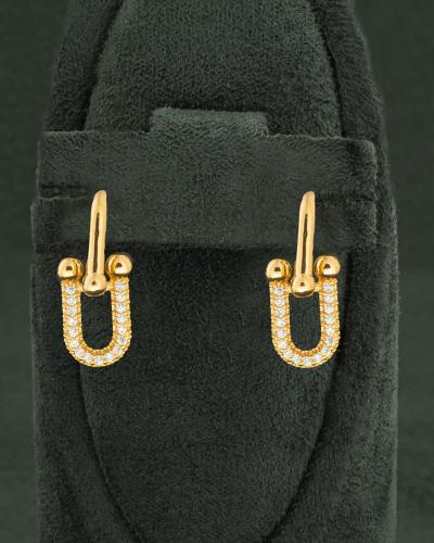 أقراط القفل الذهبي بلمعة الألماس