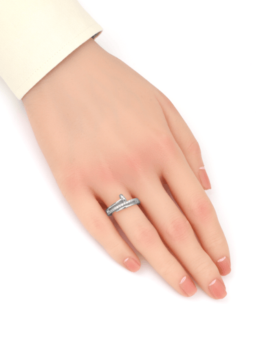 خاتم توينز فضي بإشراقة الزركون المتلألئ