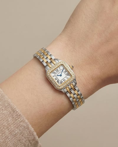 ساعة خاتون النسائية ثنائية اللون مينا أبيض