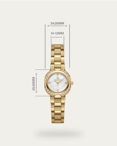 ساعة يد خاتون® تصميم ذهبي باطار مرصع بالزركون