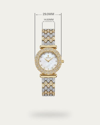 ساعة فاخرة للنساء من خاتون تصميم ذهبي فضي