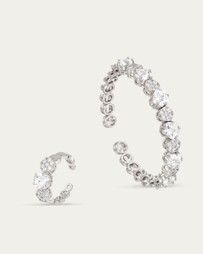 طقم نسائي من اسوارة وخاتم زركون تصميم ماسي