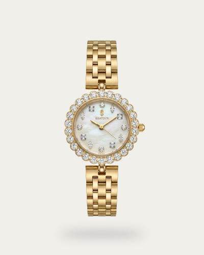 ساعة ذهبية من خاتون® تصميم كلاسيكي بإطار ماسي