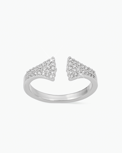 خاتم ناعم منقط بالزركون الماسي لون فضي