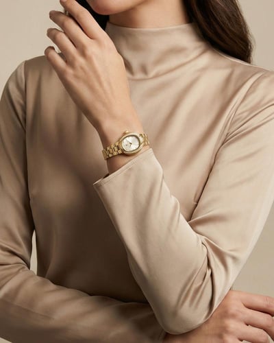 ساعة نسائية من خاتون® تصميم ذهبي فخم