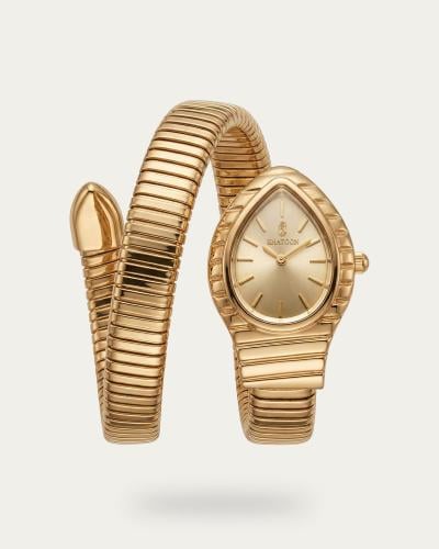 ساعة سيربنتي الذهبية للنساء تصميم عصري مرن