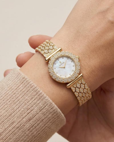 ساعة فاخرة للنساء من خاتون تصميم ذهبي