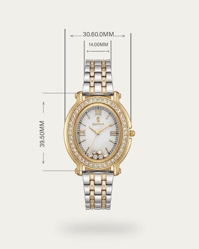 ساعة فخمة للنساء تصميم فضي ذهبي للمناسبات