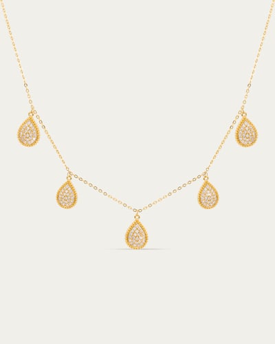 طقم بتصميم الدمعة الماسية بتصميم ذهبي من خاتون