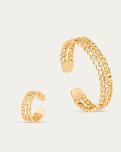 اسوارة وخاتم توينز تصميم ذهبي فاخر من خاتون®