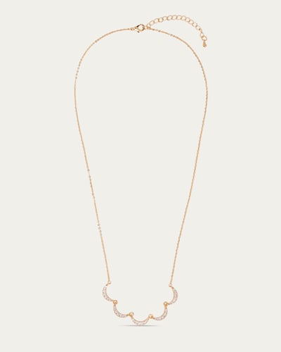 سلسال نسائي ذهبي بتصميم الأهلة المتلألئة مرصع بالز...