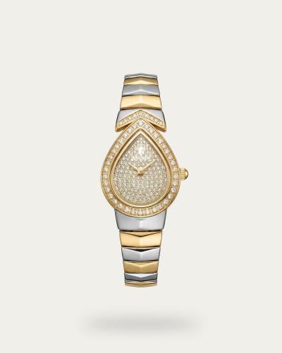 ساعة خاتون® ثنائية اللون بتصميم قطرة الندى