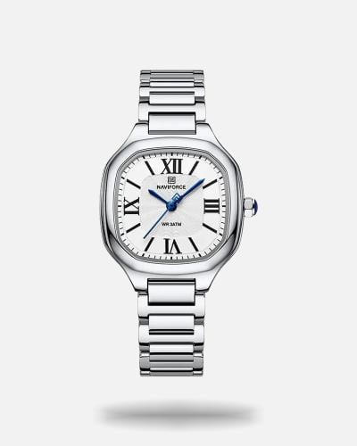 ساعة نسائية كلاسيكية رسمية فضي أبيض