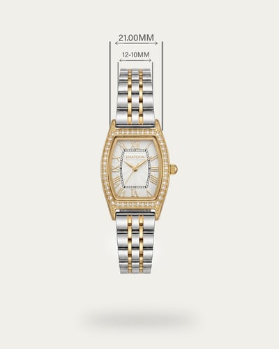 ساعة أصلية للنساء من خاتون بتصميم فضي ذهبي كلاسيكي