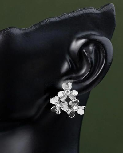 أقراط الاذن بتصميم الورود الثلاثية المرصعة بفصوص ا...