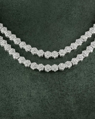 طقم اكسسوارات نسائية فضي من الزركون بدورين تصميم م...