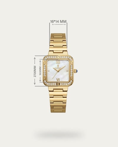 ساعة اصلية للنساء من خاتون تصميم كلاسيكي ذهبي