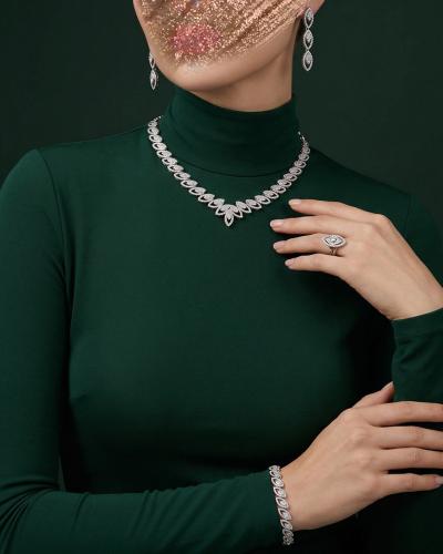 طقم مجوهرات مرصع بالزركون من 5 قطع راقية للمناسبات