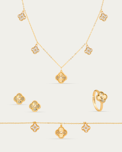 طقم ناعم للنساء مجوهرات ذهبية فاخرة من خاتون®