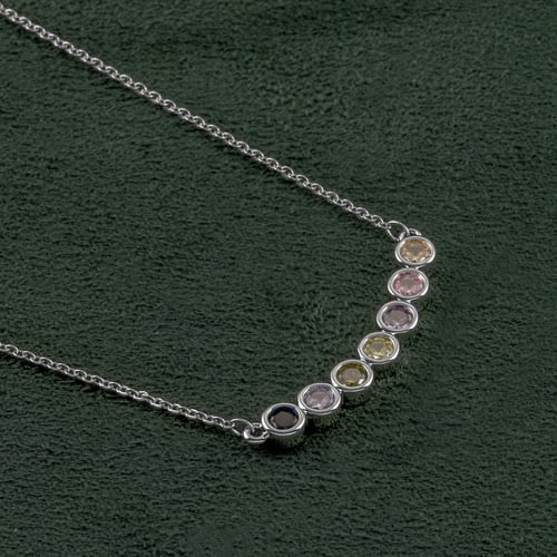 سلسال فضي مرصع بحبيبات الزركون الملونة