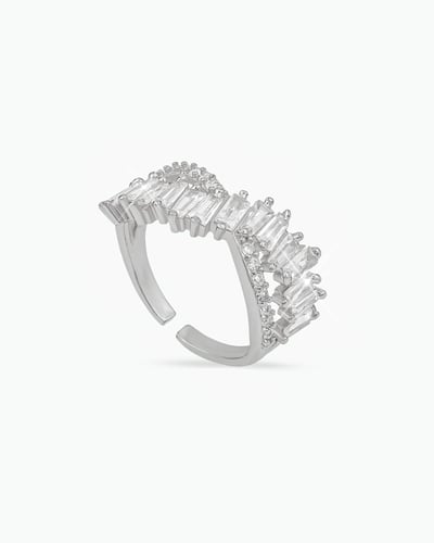 خاتم نسائي لولبي مرصع بفصوص الزركون اللامعة تصميم...