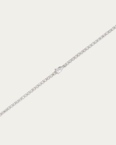 اسوارة زركون تصميم الدمعة بترصيع كامل لون فضي