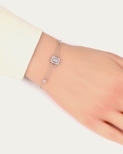 اسوارة فضية شكل ثماني ناعم بلمعة الألماس