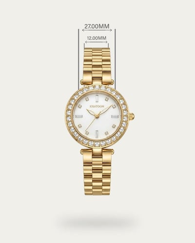 ساعة يد نسائية من خاتون ذهبية بمينا أبيض