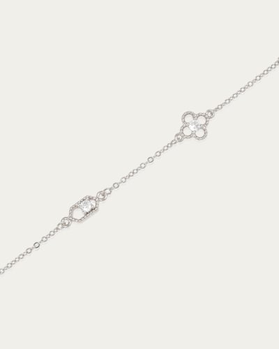 إسوارة زهرة الڤلور الفضية المرصعة بالزركون