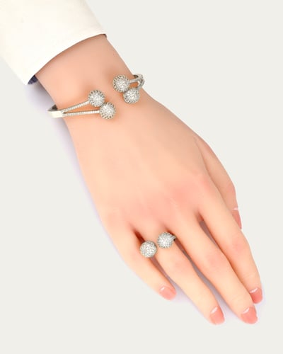 طقم (سوار وخاتم) تصميم كرات مرصعة - بديل الماس جود...