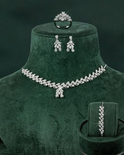 طقم زركون ناعم ببريق الألماس 5 قطع