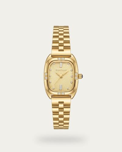 ساعة يد خاتون® النسائية تصميم ذهبي مقاوم للصدأ