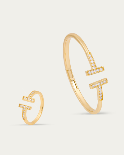 طقم مجوهرات عالمية من خاتون® اسوارة وخاتم