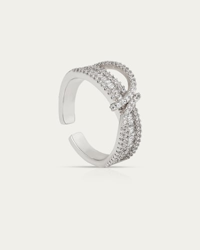 خاتم كروسوفر فضي تصميم متألق بالزركون الماسي