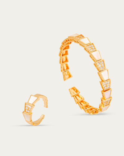 طقم سيربنتي اسوارة وخاتم تصميم ذهبي